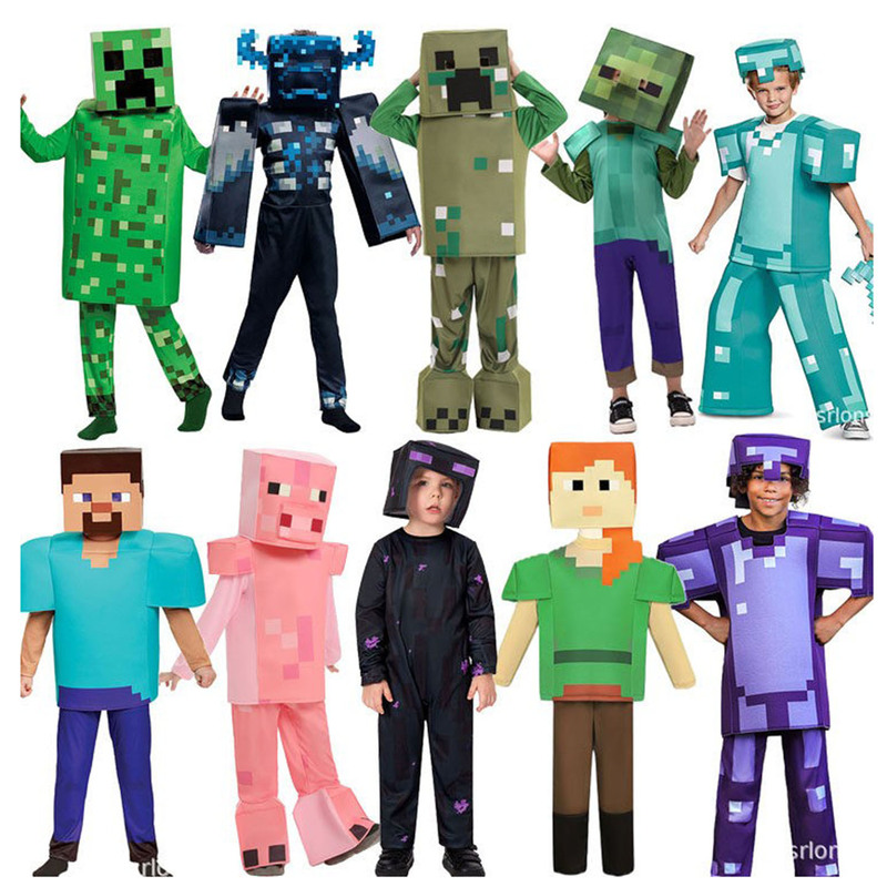 Halloween Children's Minecraft Costume Kindergarten Party Blue World Alex Ender Dragon Creeper Halloween Children's Minecraft Costume Kindergarten Party Blue World Alex Ender Dragon Creeper