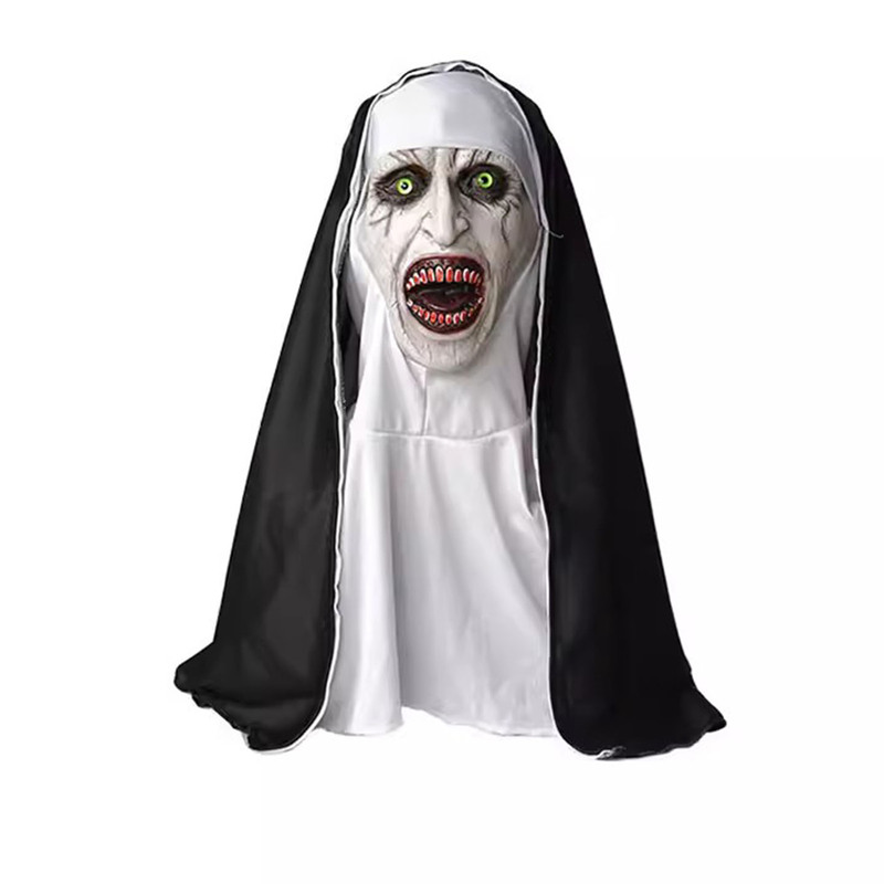 Halloween Conjuring 2 Nun Mask Ghost Festival Performance Scary Makeup Mask Prank Ghost Face Horror Funny Headgear