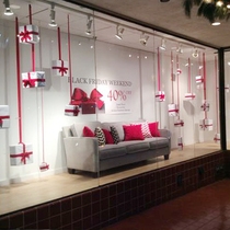 Christmas gift box Christmas decorations mall shop window clothing store display hanging scene arrangement props