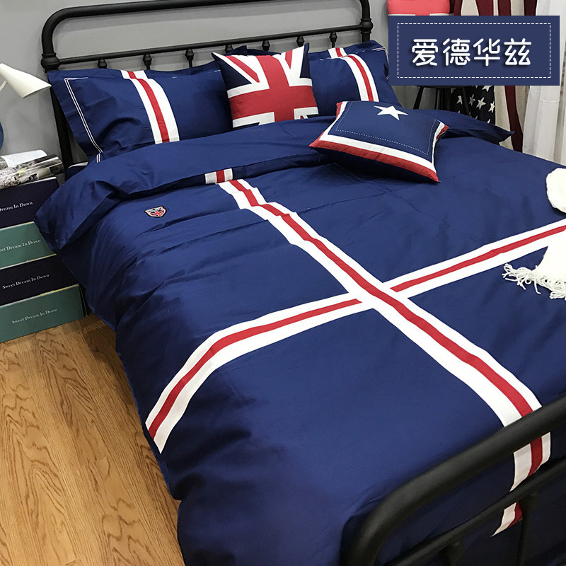 Khăn trải giường bằng vải cotton cho bé trai bốn mảnh của bé trai Địa Trung Hải quilt Chăn phong cách châu Âu và Mỹ bao gồm ba bộ Anh 1,5m - Bộ đồ giường bốn mảnh chăn ra gối nệm cao cấp