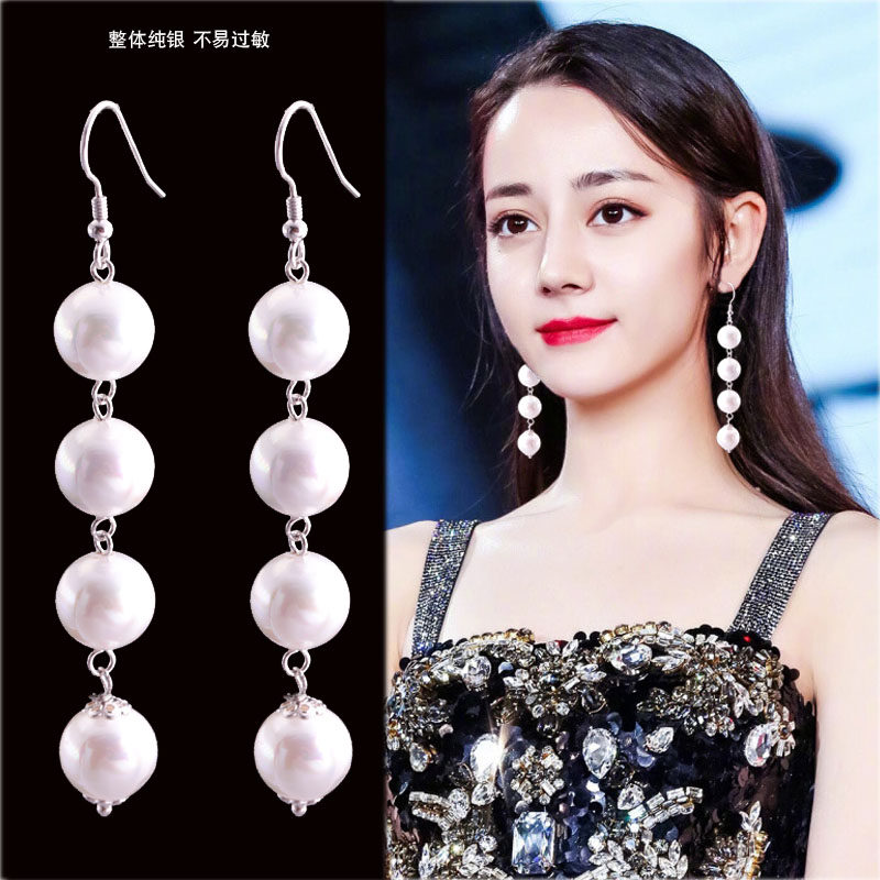 s925 silver pearl earrings 2021 new trendy sterling silver Korean temperament all-match hypoallergenic personality net red earrings