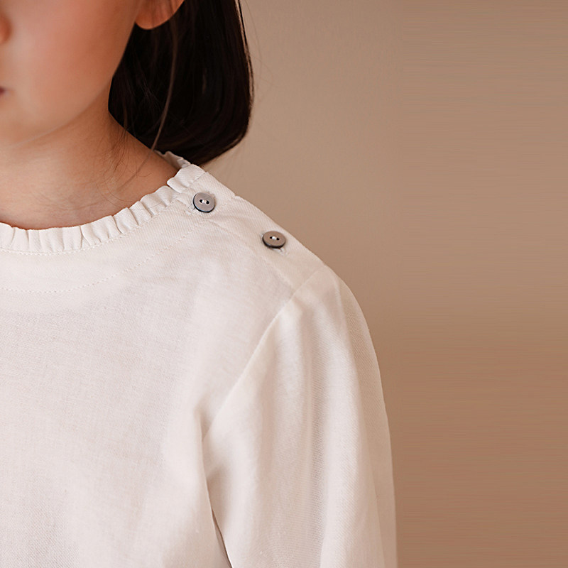 Hateeth Boy Clothing Summer New Pint Girl Children White Organ Pleats Pure Cotton Shirts Long Sleeves Parent-child Dolly Blouses