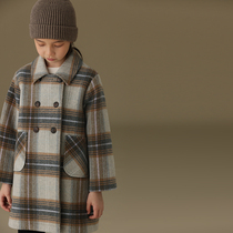 Haqi childrens clothing new winter classic plaid timeless precision 80 high-count wool parent-child woolen coat