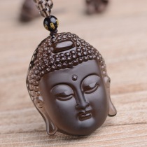 Natural Ice Seed Black Dazzling Carthamoni Buddha Head Pendant Buddha Necklace Buddha Necklace Buddhare Pendant male and female Buddha Ornament Hanging Pendant