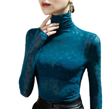 Women's stylish turtleneck lace bottoming shirt