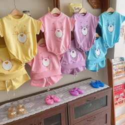 Chenma Korean children's wear 22 summer THE PEPPER boys and girls soft and comfortable cartoon short-sleeved shorts set