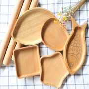Nhật Bản khay gỗ rắn tấm trẻ em tấm hình cá ăn sáng tấm bánh mì tấm mà không sơn tấm gỗ sồi - Tấm