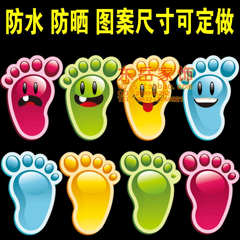 Small feet lead the way Self-adhesive floor stickers Kindergarten floor stairs steps Children's room bathroom waterproof footprints wall stickers