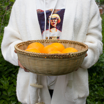 On the stream flowers and bamboo baskets steamed buns fruit baskets farmhouse handmade bamboo products washing water desktop storage baskets