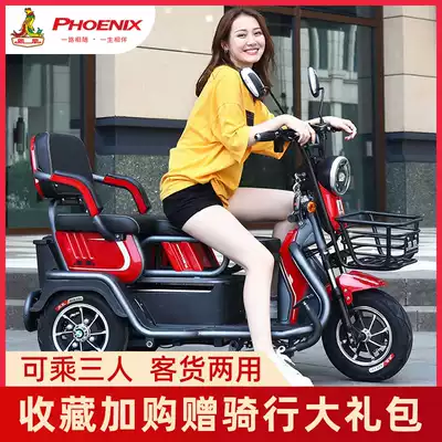 Phoenix electric tricycle household small adult scooter to pick up children parent-child three-seater electric car adult electric car