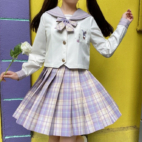 Summer JK костюм Полный комплект японской студенческой юбки Grid Girl College Style Foundation Foundation Kansai Placket Jacket Water Players