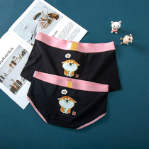 New cute couple underwear pure cotton modal cotton trendy brand creative cartoon young men and women boxer mid-waist suit