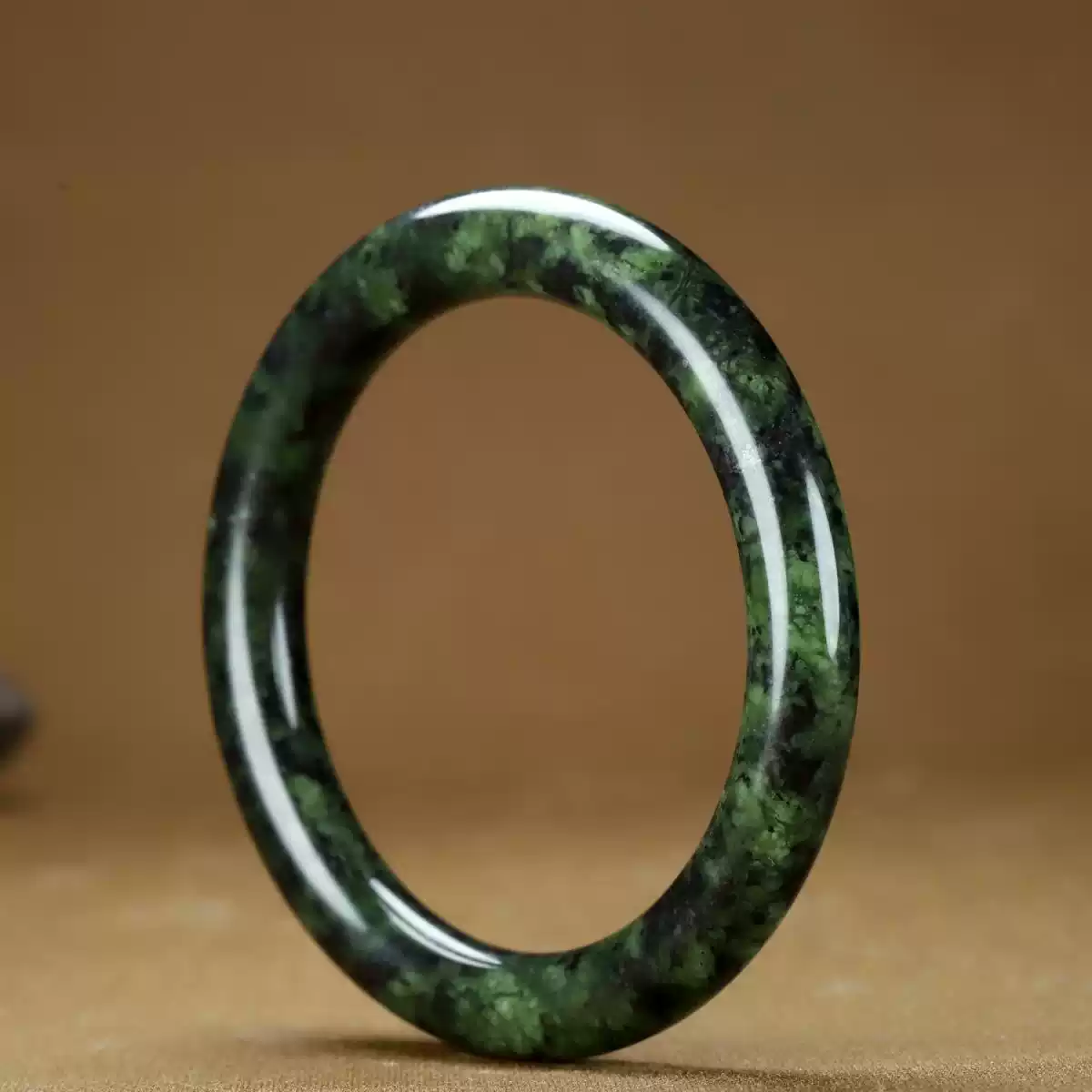 天然西藏墨玉手鐲山流水墨玉玉鐲可調整長度的橄欖綠玉鐲