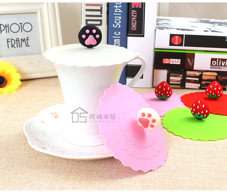 10 cm chống bụi không độc hại silicone cup bìa cấp thực phẩm phim hoạt hình gốm cốc nước nắp phổ mug cup nắp