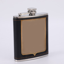 Foreskin 7 ounce stainless steel wine bottle portable wine bottle high-end wine bottle PU leather patch outdoor wine bottle