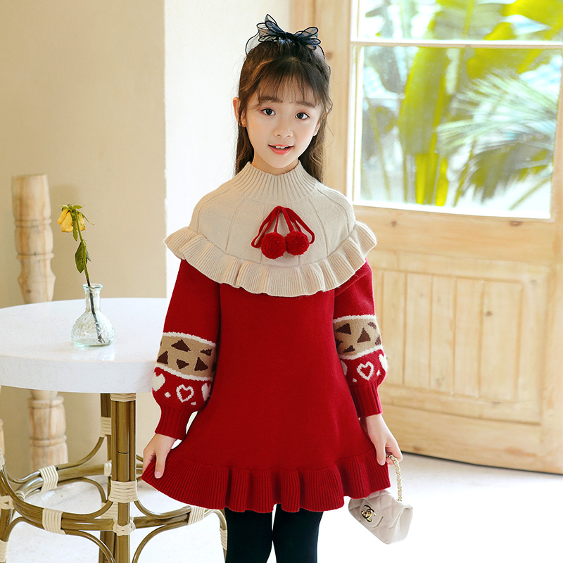 Female Great Boy Sweater Dress With Long Version Knit Foreign Dress 2020 Autumn Winter Dress New Foreign Pie Trendy Princess Dress Princess Dress