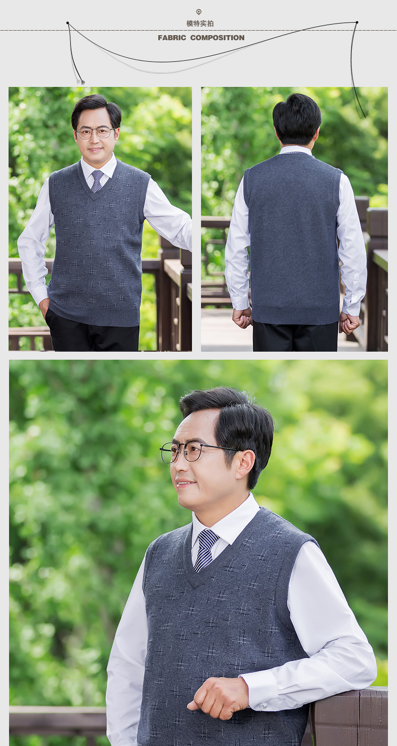 Áo len nam trung niên vest len ​​mùa xuân và áo len mỏng mùa thu áo len không tay nam áo len nam trung niên 50 tuổi áo khoác cardigan học sinh