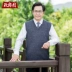 Áo len nam trung niên vest len ​​mùa xuân và áo len mỏng mùa thu áo len không tay nam áo len nam trung niên 50 tuổi áo vest nam body Dệt kim Vest