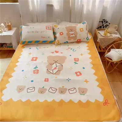 quot VLquot summer just need ~ foldable machine washable love letter bear bright yellow bow ice silk mat air conditioner soft seat
