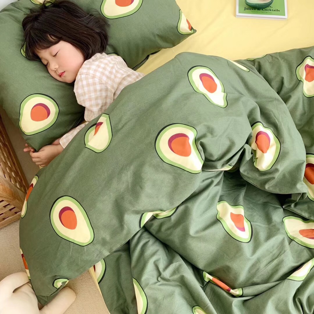 Tôi không ghen. Ins net bông đỏ phim hoạt hình ngỗng xanh tấm chăn quilt bao gồm bốn bộ bông 1.8 - Bộ đồ giường bốn mảnh chăn ga gối cao cấp nhập khẩu