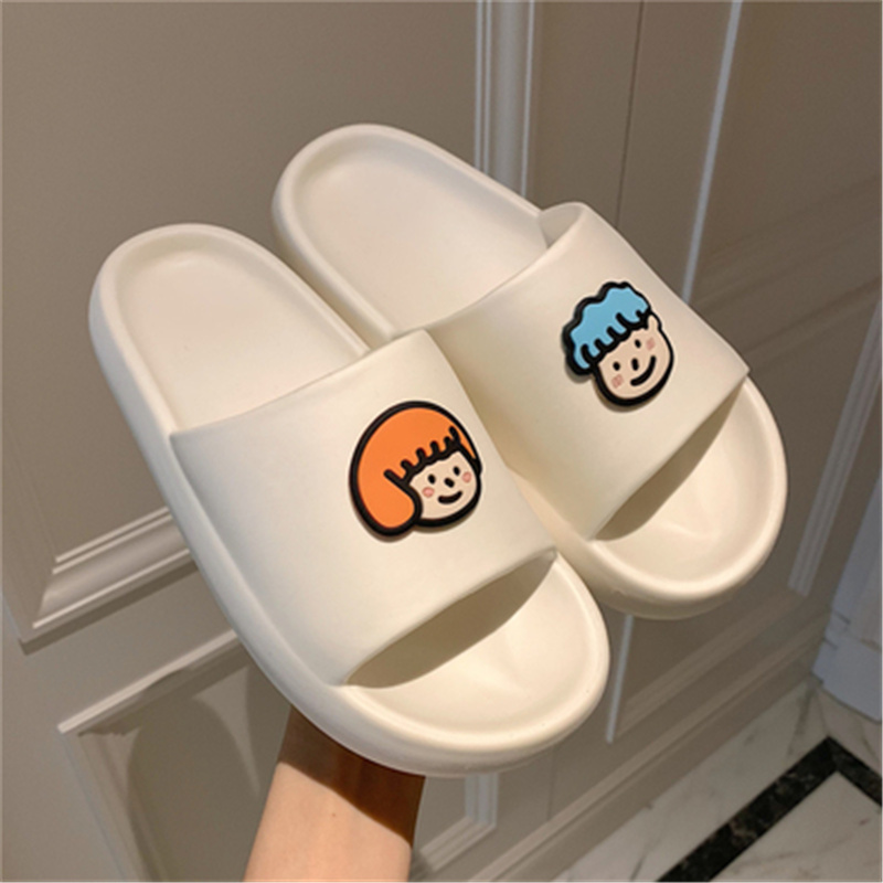 Male And Female Heads & Off WhiteFeeling of stepping on shit Thick bottom slipper female summer Wear out lovers ins tide personality fashion indoor take a shower non-slip Sandals male