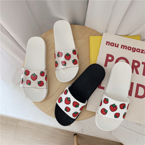 Net red ins slippers womens summer 2019 new non-slip wear indoor home bath transparent beach strawberry cool drag