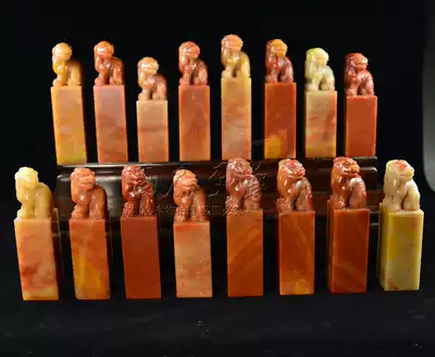 8X2 5CM Shoushan stone seal Indian red stone carved beast button seal chapter material batch printing stone 10 square group special price