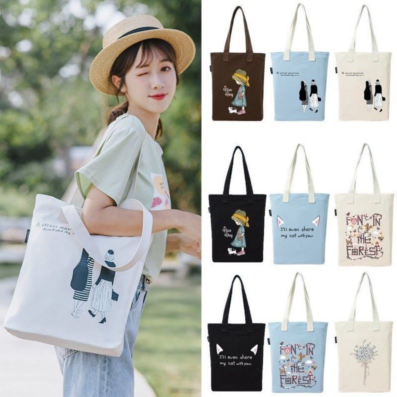 Commuter bag simple atmosphere cute large-capacity shoulder bag female student canvas bag Korean version all-match