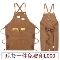 womens fashionable cute canvas apron denim apron mens barber milk tea shop work clothes barber shop custom print