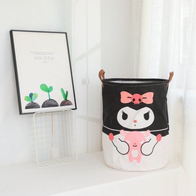 Doll containing barrel transparent cylindrical cartoon folding household dirty clothes basket oversized and waterproof dirty clothes barrel