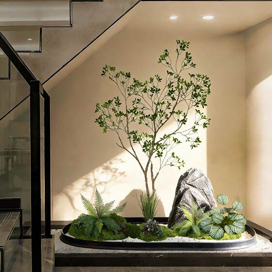 Moss Artificial Landscaping Plants, High-End Artificial Green Plant Combination, Indoor Landscape, Stairs, Shopping Mall, Bionic Fake Plants