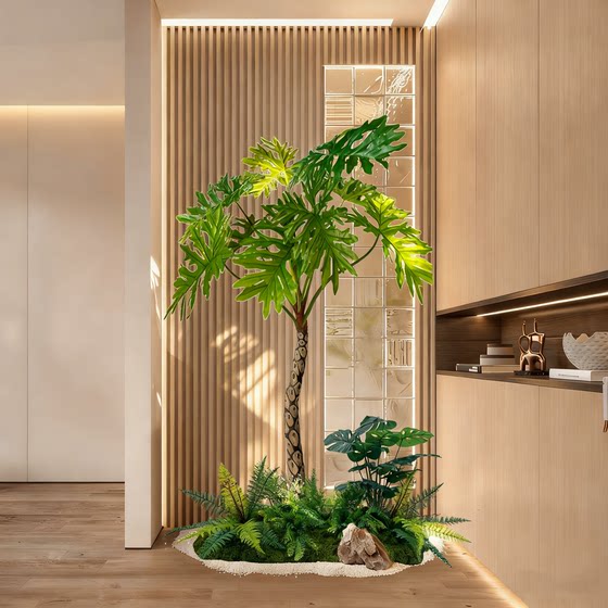 Simulated Green Plants for Landscaping, High-End Light Luxury Artificial Flowers, High-Quality Realistic Floor-Standing Ornaments for Indoor and Outdoor Decoration, Artificial Trees