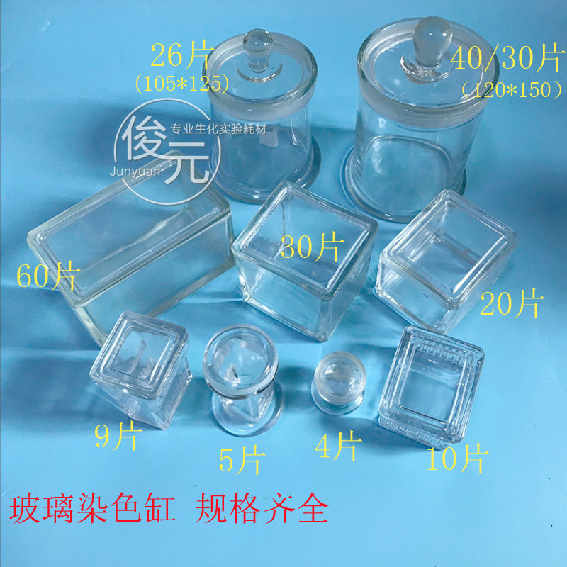 高品质玻璃染色缸 4/5/9/10/20/26/30片装 载玻片染色架 立式卧式