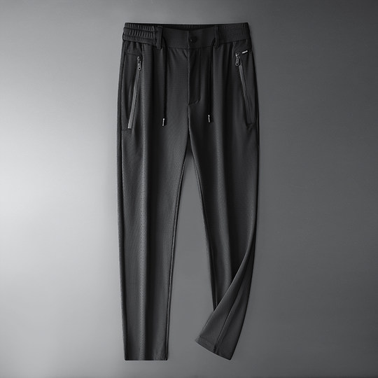 夏季丝滑休闲裤男宽松超薄款速干裤子男士运动裤冰丝男裤直筒长裤