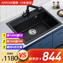 Wrigley quartz stone sink kitchen wash basin large single tank table Lower Basin Granite black household sink