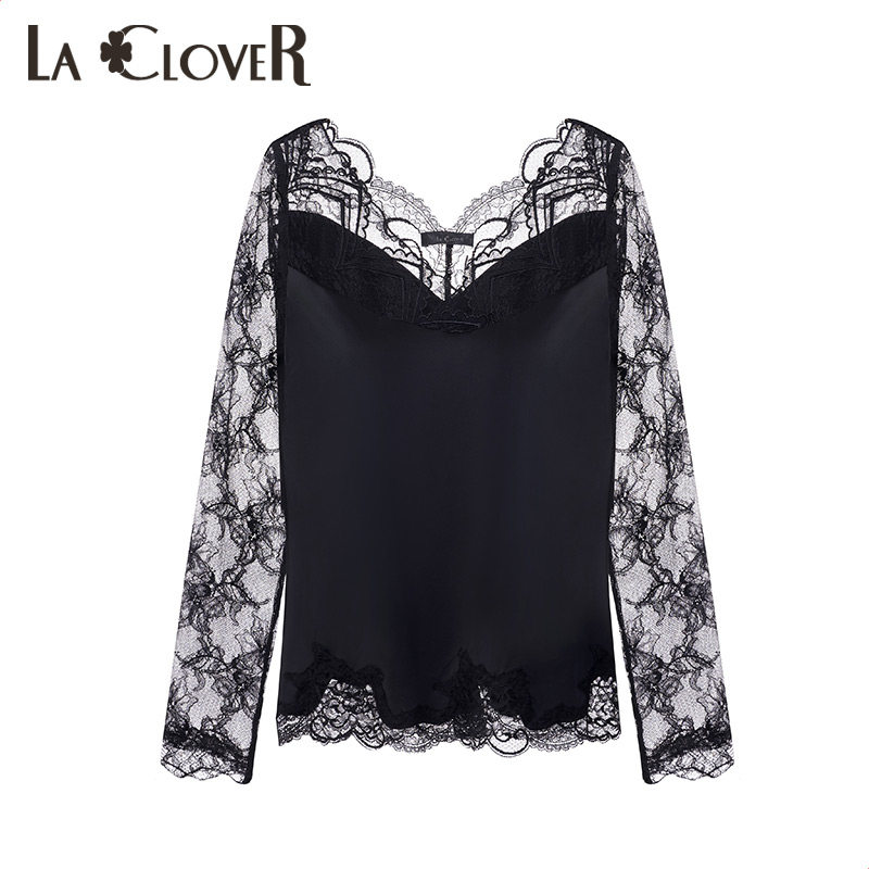 LACLOVER Lankavin lace stitching bottoming long-sleeved top LC72MK2