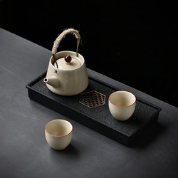 Kung Fu Tea Set Small Set Ru Kiln Teapot for Home Personal Use Hotel Tea Brewing One Pot Two Cups Dry Tea Tray for Single Person Drinking