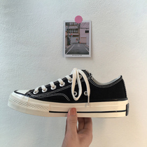 Black canvas shoes girls with breathable 2022 new retro - thin low - gang casual cloth shoes in summer