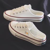 Breathable thin canvas shoes in 2022 summer new one with a sluggish half slip white shoes