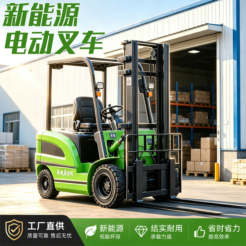Electric Forklift 2 Tons Small Electric Forklift 3 Tons Four-Wheel Lithium Battery Stacker Elevated Transport Vehicle Electric Four-Wheel Forklift