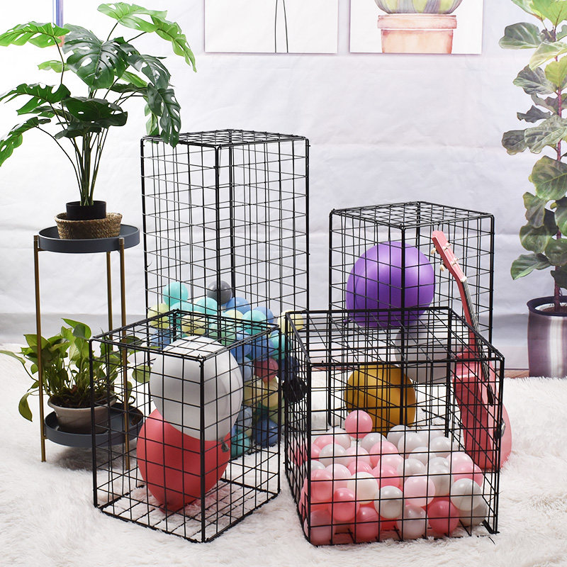 Black Bold Iron Grid Cube Window Display Stand Ocean Ductile Iron Grid Column Dining Room Milk Tea Shop Decoration