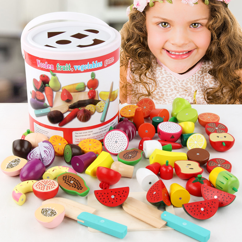 Over the home kitchen fruits and vegetables cut Che Le children cut cut look girls boys wooden parent-child set toys