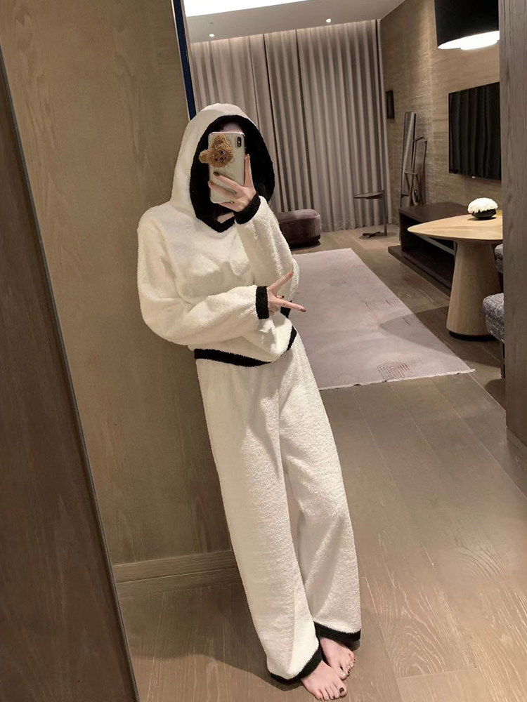 Autumn and winter 2023 new gush thickened Even cap necropolis women casual fashion white sportswear two sets of foreign air-Taobao