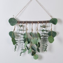 Log Wall-mounted Simulation Green Plant Eugali Leaf Artificial Eucalyptus Leafy Pendant Welcome Door Plate Wall Hanging Ornament