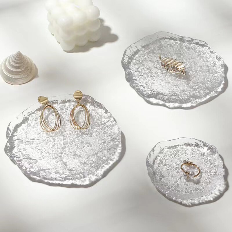ins irregular profiled glass tray ornament Jewelry Medecor Photo Props Photography Background Cloth Transparent Containing Pan-Taobao