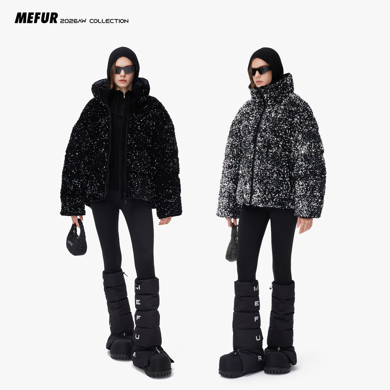 Mefur【Tech Cool】95% Goose down Jacket with Velvet Sequins Women's Winter Heavy-Duty Warm down Coat Mefur【Tech Cool】95% Goose down Jacket with Velvet Sequins Women's Winter Heavy-Duty Warm down Coat