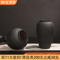 2021 new jingdezhen modern minimalist black ceramic vase living room home flower arrangement rough pottery handicraft