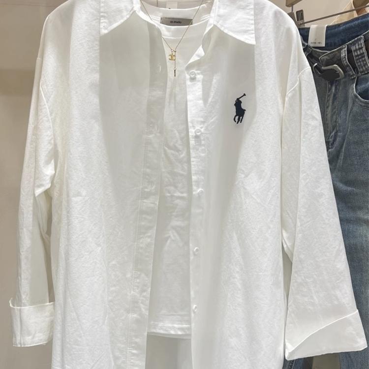 Maternity Wear Loose Slimming Look Casual Shirt Women's Spring and Summer 2024 New Pony Embroidered Long-Sleeved Versatile Layered Shirt