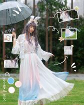 Shirt language (fleshy monk) original Hanfu summer womens song short shirt pleated skirt elegant Chinese elements