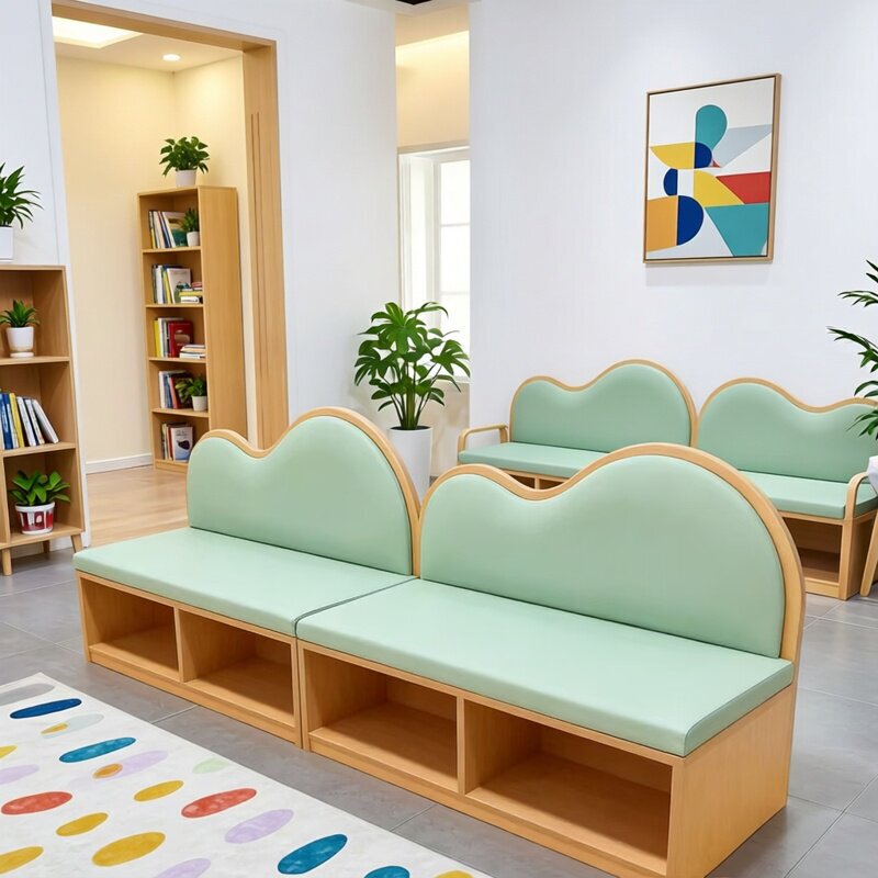 Internet-Famous Cartoon Children's Waiting Area Soft-Packed Storage Bookcase Cloud Chair Sofa Solid Wood Bench Bedroom Rest Bench Internet-Famous Cartoon Children's Waiting Area Soft-Packed Storage Bookcase Cloud Chair Sofa Solid Wood Bench Bedroom Rest Bench